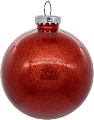 6" Red Glitter Clear Ball 4/bag