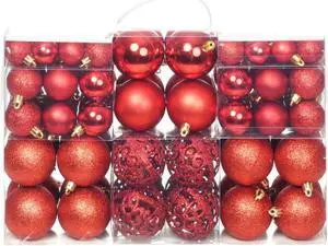 vidaXL 100 Piece Christmas Ball Set 2.4" Red