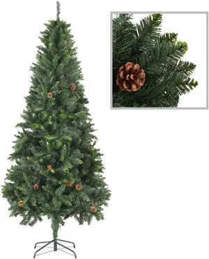 vidaXL Artificial Christmas Tree with Pine Cones Green 82.7"