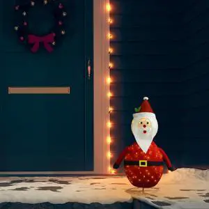 vidaXL Christmas Decoration Xmas Santa Claus Figure with LEDs Luxury Fabric