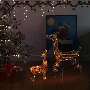 vidaXL Acrylic Reindeer Family Christmas Decoration 160 LED Colorful