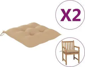 vidaXL Chair Cushions 2 pcs Beige 19.7"x19.7"x2.8" Fabric