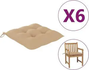 vidaXL Chair Cushions 6 pcs Beige 19.7"x19.7"x2.8" Fabric