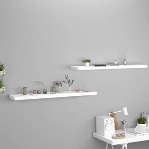 vidaXL Floating Wall Shelves 2 pcs White 47.2"x9.3"x1.5" MDF