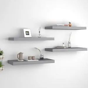 vidaXL Floating Wall Shelves 4 pcs Gray 23.6"x9.3"x1.5" MDF
