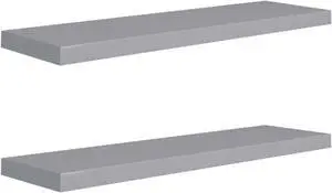 vidaXL Floating Wall Shelves 2 pcs Gray 35.4"x9.3"x1.5" MDF