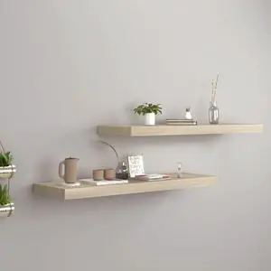 vidaXL Floating Wall Shelves 2 pcs Oak 31.5"x9.3"x1.5" MDF