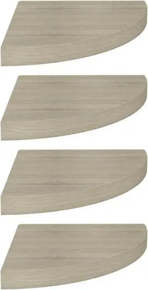 vidaXL Floating Corner Shelves 4 pcs Oak 13.8"x13.8"x1.5" MDF