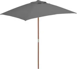 vidaXL Outdoor Parasol with Wooden Pole 59.1"x78.7" Anthracite