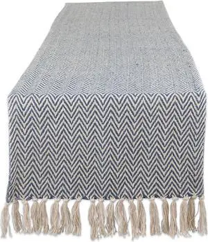 DII French Blue Handloom Chevron Table Runner 15x108