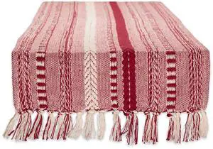 DII Barn Red Braided Stripe Table Runner 15x72