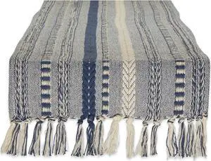 DII French Blue Braided Stripe Table Runner 15x108