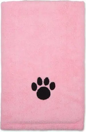 DII Pink Embroidered Paw Pet Towel