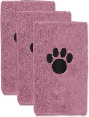 DII Rose Embroidered Paw Small Pet Towel (Set of 3)