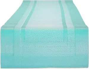 DII Aqua PVC Doubleframe Table Runner 14x72