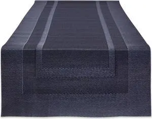 DII Stonewash Blue PVC Doubleframe Table Runner 14x72