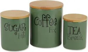 DII Artichoke Green Coffee/Sugar/Tea Ceramic Canister (Set of 3)