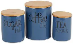 DII Blue Coffee/Sugar/Tea Ceramic Canister (Set of 3)