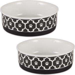 DII Pet Bowl Lattice Black Medium 6Dx2H (Set of 2)