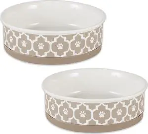 DII Pet Bowl Lattice Stone Large 7.5Dx2.4H (Set of 2)
