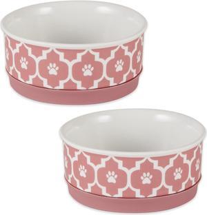 DII Pet Bowl Lattice Rose Small 4.25Dx2H (Set of 2)