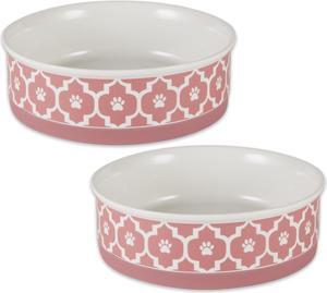 DII Pet Bowl Lattice Rose Large 7.5Dx2.4H (Set of 2)