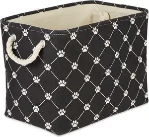 DII Polyester Pet Bin Trellis Paw Black Rectangle Small
