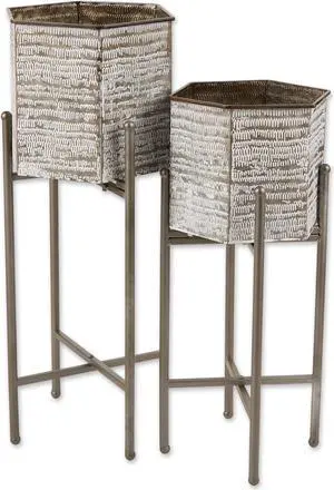 DII Asst Hexagon Bucket Plant Stand (Set of 2)
