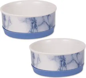 DII Pet Bowl Blue Marble Small 4.25Dx2H (Set of 2)