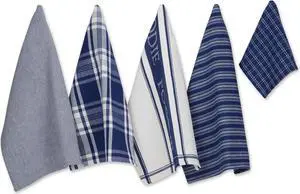 DII Asst Nautical Blue Foodie Dishtowel And Dishcloth 5 Piece
