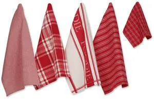 DII Asst Red Foodie Dishtowel And Dishcloth 5 Piece
