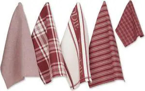 DII Asst Barn Red Foodie Dishtowel And Dishcloth 5 Piece