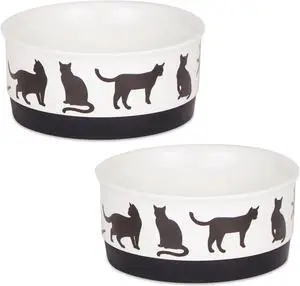 DII Pet Bowl Cats Meow Small 4.25Dx2H (Set of 2)