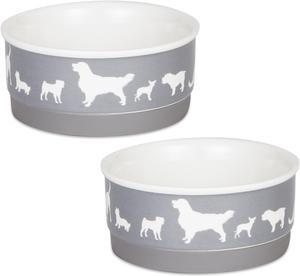 DII Pet Bowl Dog Show Gray Small 4.25Dx2H (Set of 2)