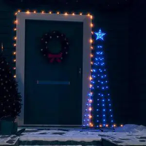 vidaXL Christmas Cone Tree Blue 84 LEDs 19.7"x59.1"