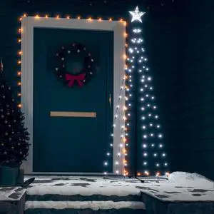 vidaXL Christmas Cone Tree Cold White 100 LEDs Decoration 27.6"x70.9"