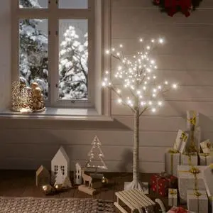 vidaXL Christmas Tree 128 LEDs 3.9' Cold White Willow Indoor Outdoor