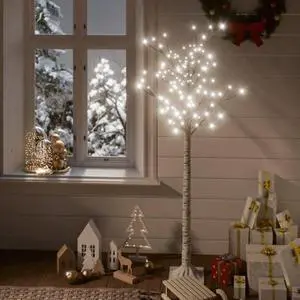 vidaXL Christmas Tree 156 LEDs 4.9' Cold White Willow Indoor Outdoor