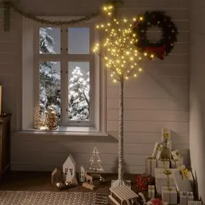 vidaXL Christmas Tree 200 LEDs 5.9' Warm White Willow Indoor Outdoor