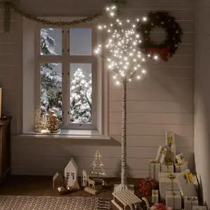 vidaXL Christmas Tree 200 LEDs 5.9' Cold White Willow Indoor Outdoor