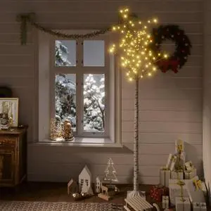 vidaXL Christmas Tree 220 LEDs 7.2' Warm White Willow Indoor Outdoor