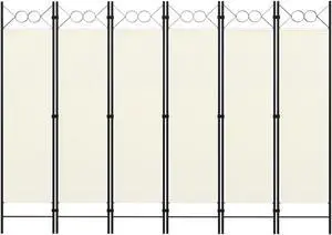 vidaXL 6-Panel Room Divider Cream White 94.5"x70.9" vidaXL 6-Panel Room Divider Cream White 94.5"x70.9"