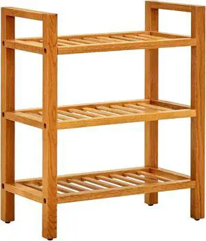 vidaXL Shoe Rack with 3 Shelves 19.6"x10.6"x23.6" Solid Oak Wood