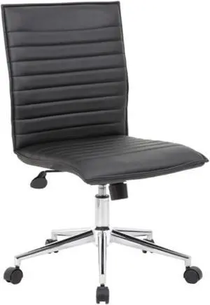 Boss Black Vinyl Armless Hospitality Chair