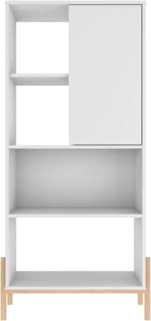 Bowery Bookcase with 5 Shelves in White and Oak