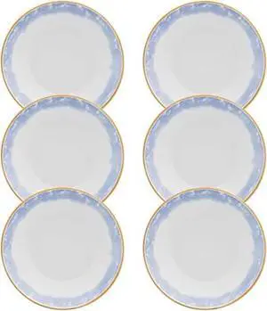 Oxford Coup 6 Large Dinner 8.46" Soup Bowls  in Blue and Yellow