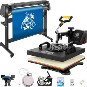 VEVOR 5 In1 Heat Press 15"x15" Vinyl Cutter Plotter 53" Usb Port Sticker Print Diy