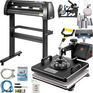 VEVOR 8 In 1 Heat Press 15"x15" Sublimation Machine +28" Vinyl Cutter/plotter Cutting