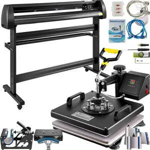 VEVOR 8 In 1 Heat Press 15"x15" Sublimation Machine + 53" Vinyl Cutter/plotter Cutting