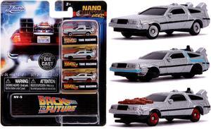 "Back to the Future" Time Machine 3 piece Set "Nano Hollywood Rides" Diecast Model Cars by Jada